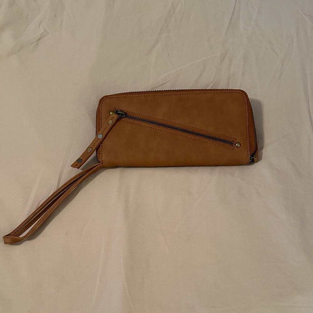 Free People Tan Wristlet Clutch